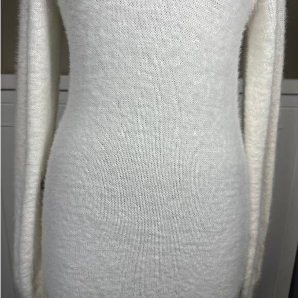 Bardot Lavinia Brushed Long Sleeve Turtleneck Sweater Midi Dress Ivory Size L - Picture 8 of 14